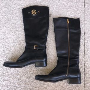Michale Kors Black Leather Boots size 10
